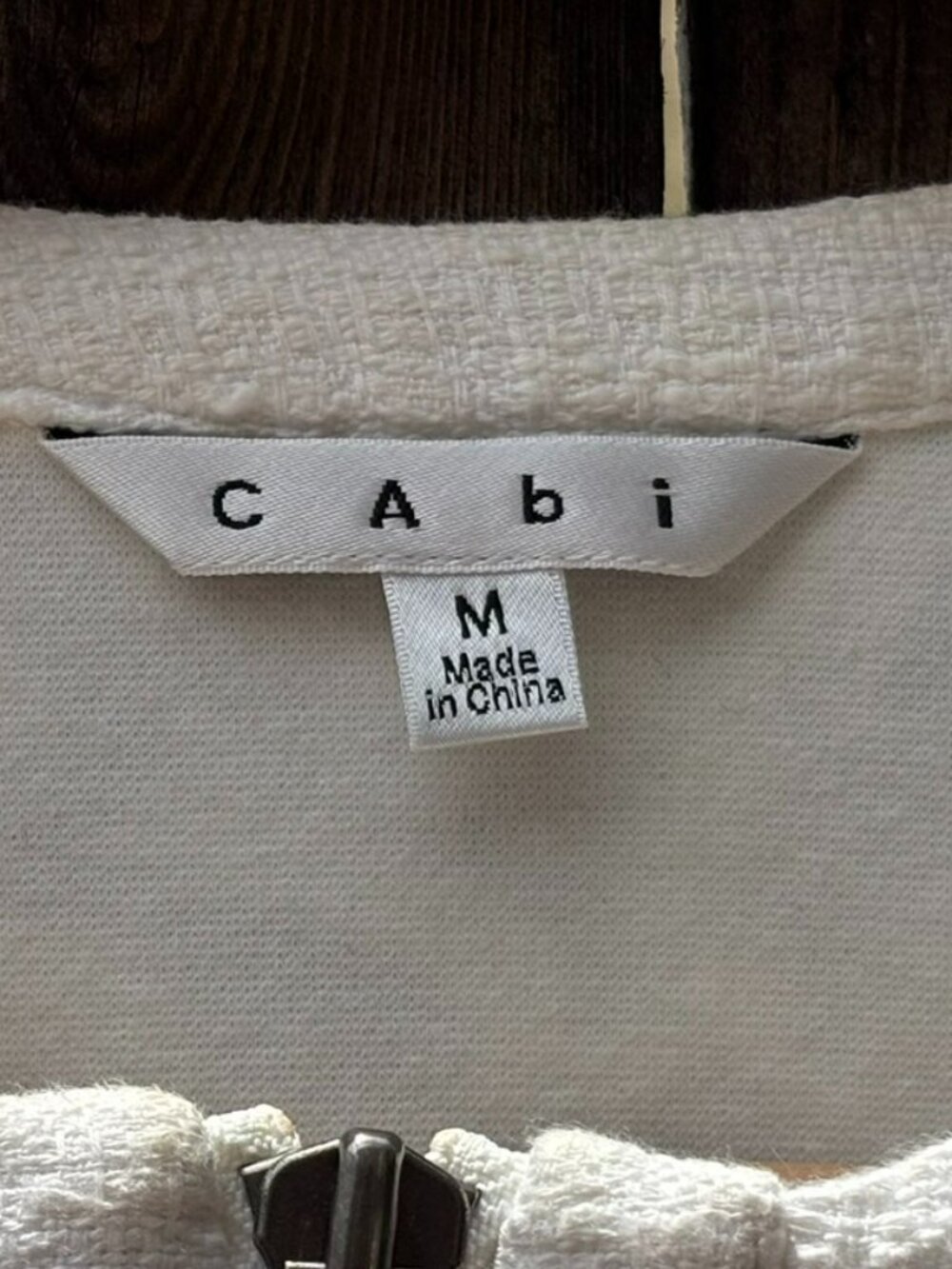 CAbi Cream Lace-Overlay Trim Zip Front Blazer Moto Jacket Medium - Picture 9 of 13